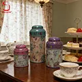 Popular Flower Customized  Printing coffee tin can Oval Good Price Cup Box Sets flowers pattern cylinder tea box